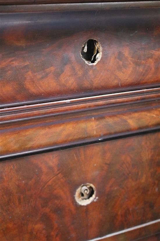 A 19th century French marble topped mahogany commode W.135cm